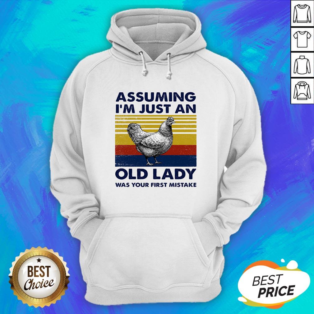 Chicken Assuming I'm Just An Old Lady Was Your First Mistake Vintage Retro Shirt - Image 3