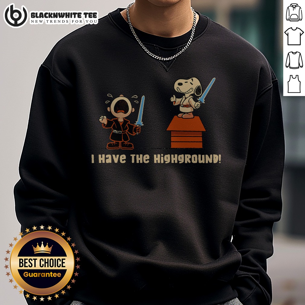 Hot I Have The Highground Snoopy Peanuts Star Wars Shirt - Image 4