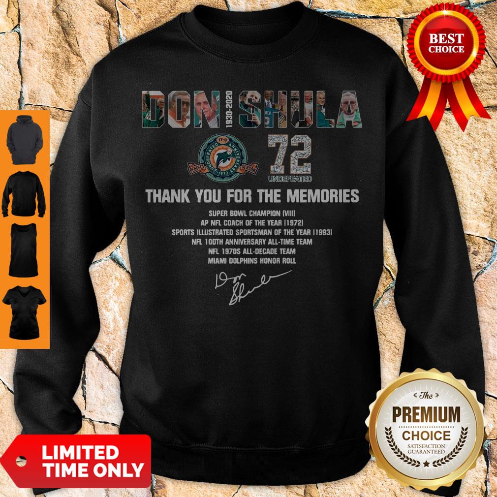 Hot Don Shula 72 Undefeated 1930 2020 Thank You For The Memories Signature Shirt - Image 4