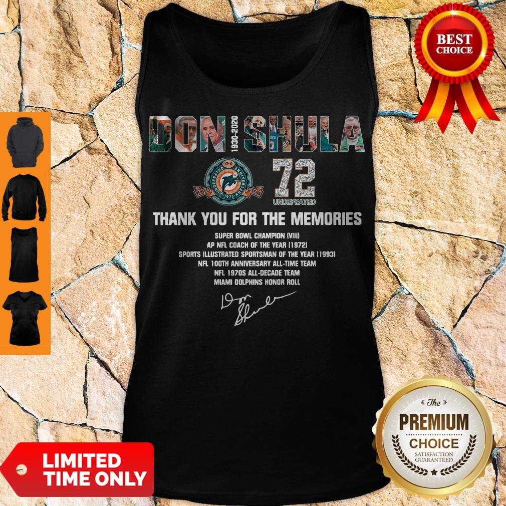 Hot Don Shula 72 Undefeated 1930 2020 Thank You For The Memories Signature Shirt - Image 3