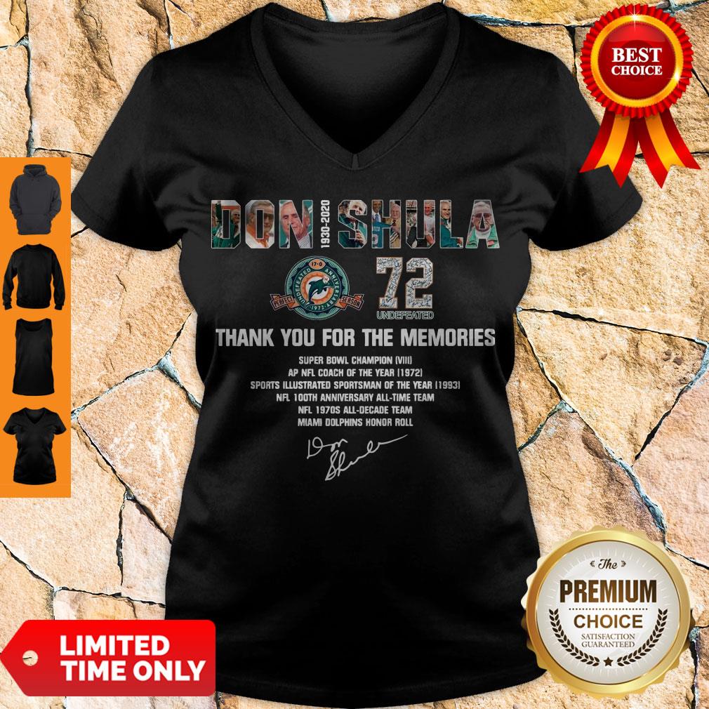 Hot Don Shula 72 Undefeated 1930 2020 Thank You For The Memories Signature Shirt - Image 2