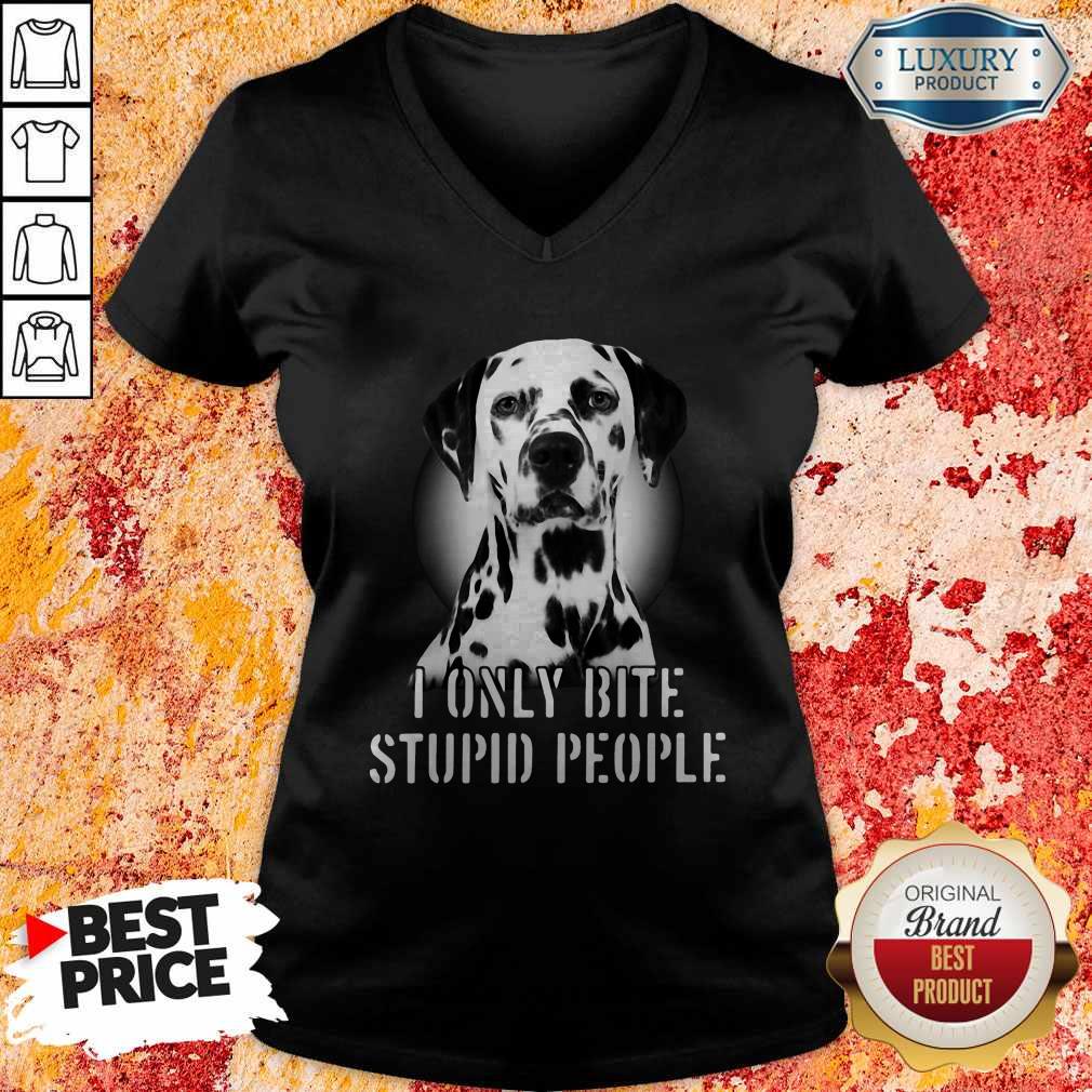 Nice Dalmatian I Only Bite Stupid People Shirt - Image 2