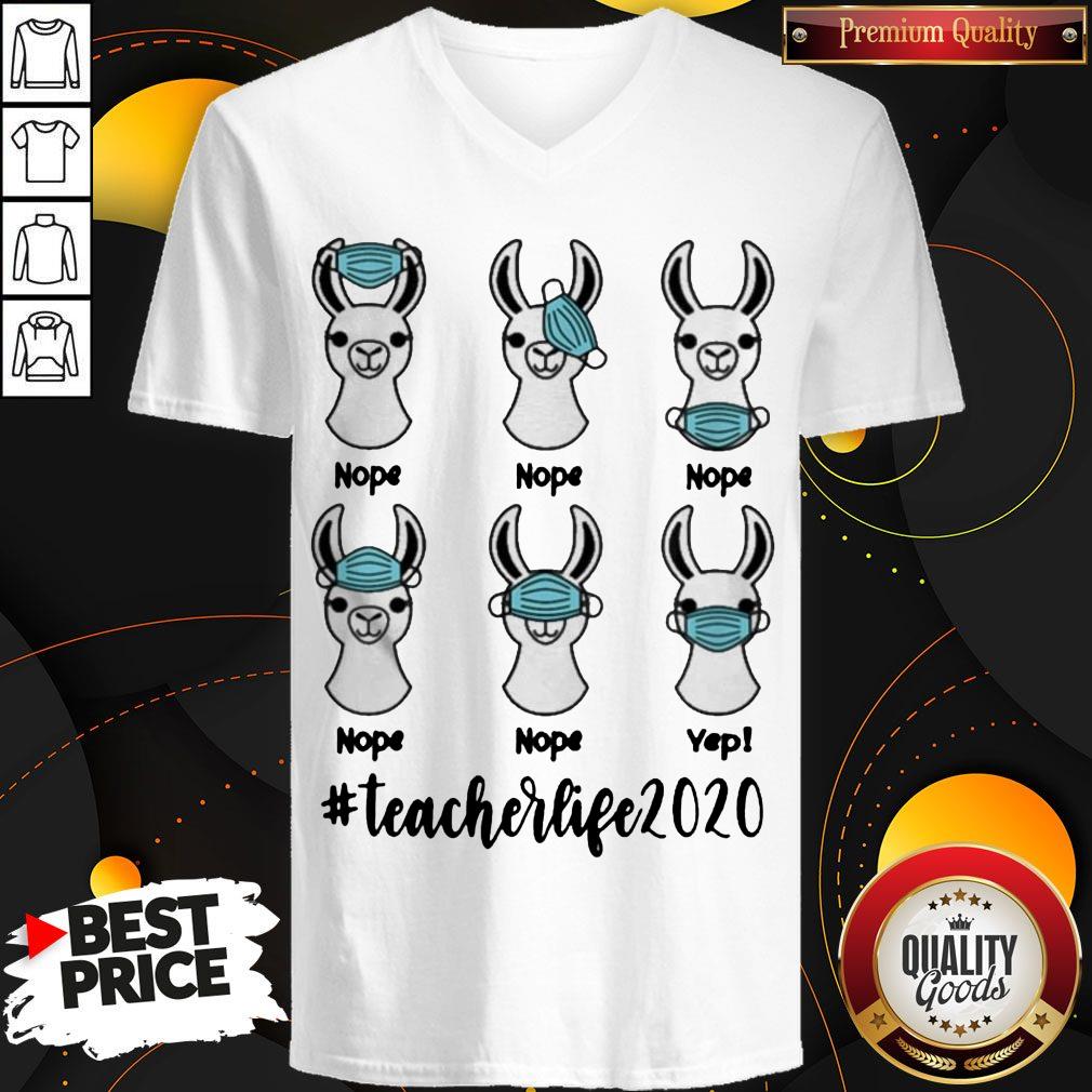 Llama Right Way To Wear Mask #Teacherlife 2020 Shirt - Image 2