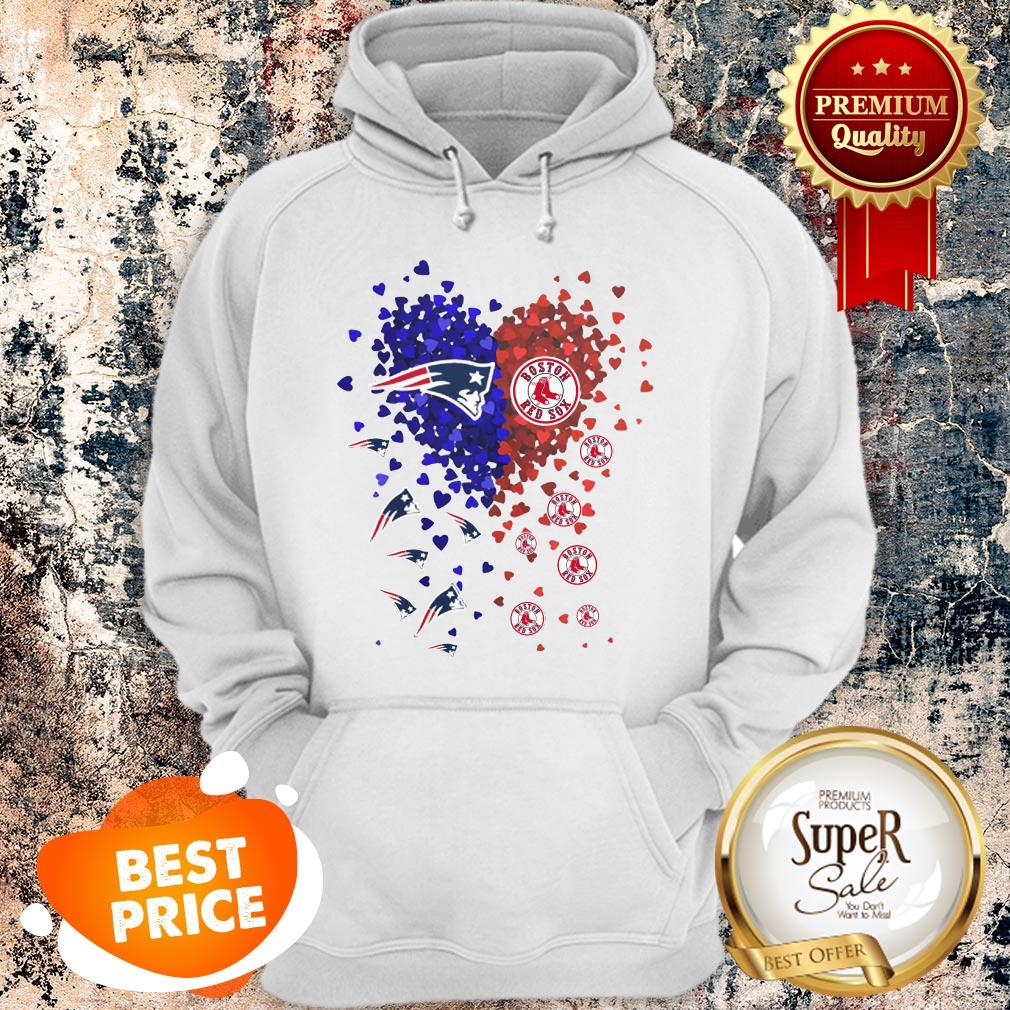 Nice Love New England Patriots Boston Red Sox Logo Tiny Hearts Shape Shirt - Image 5