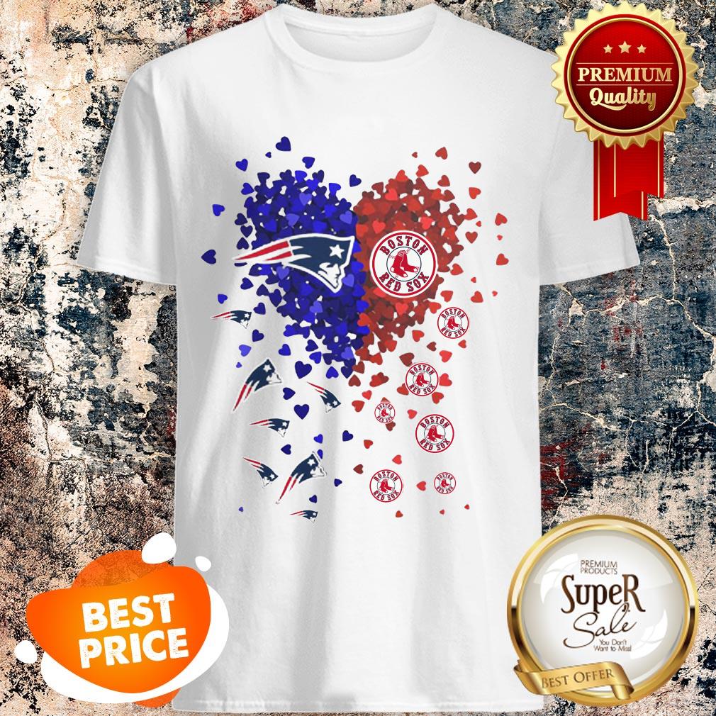 Nice Love New England Patriots Boston Red Sox Logo Tiny Hearts Shape Shirt