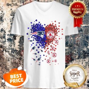 Alternative view of Nice Love New England Patriots Boston Red Sox Logo Tiny Hearts Shape Shirt