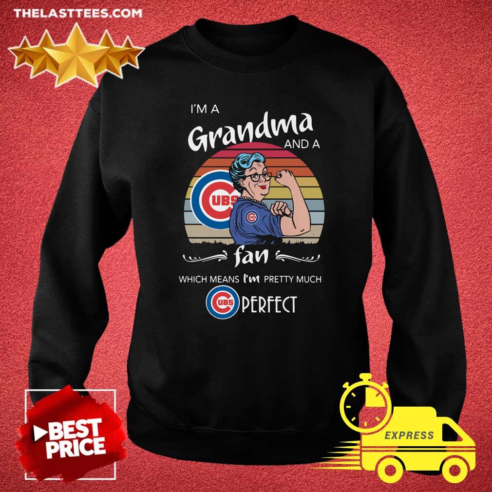 Hot Chicago Cubs I’m A Grandma And A Fan Which Means I’m Pretty Much Perfect Vintage Shirt - Image 5