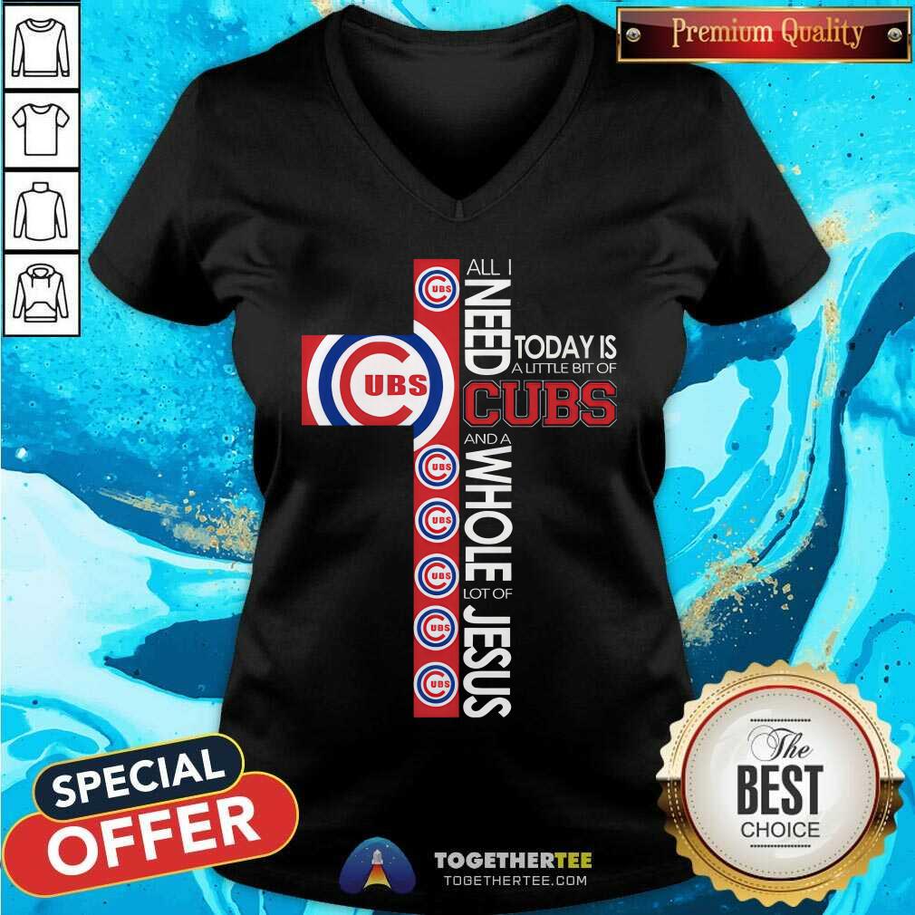 Pretty A Little Bit Of Chicago Cubs And A Whole Lot Of Jesus T-Shirt - Image 3