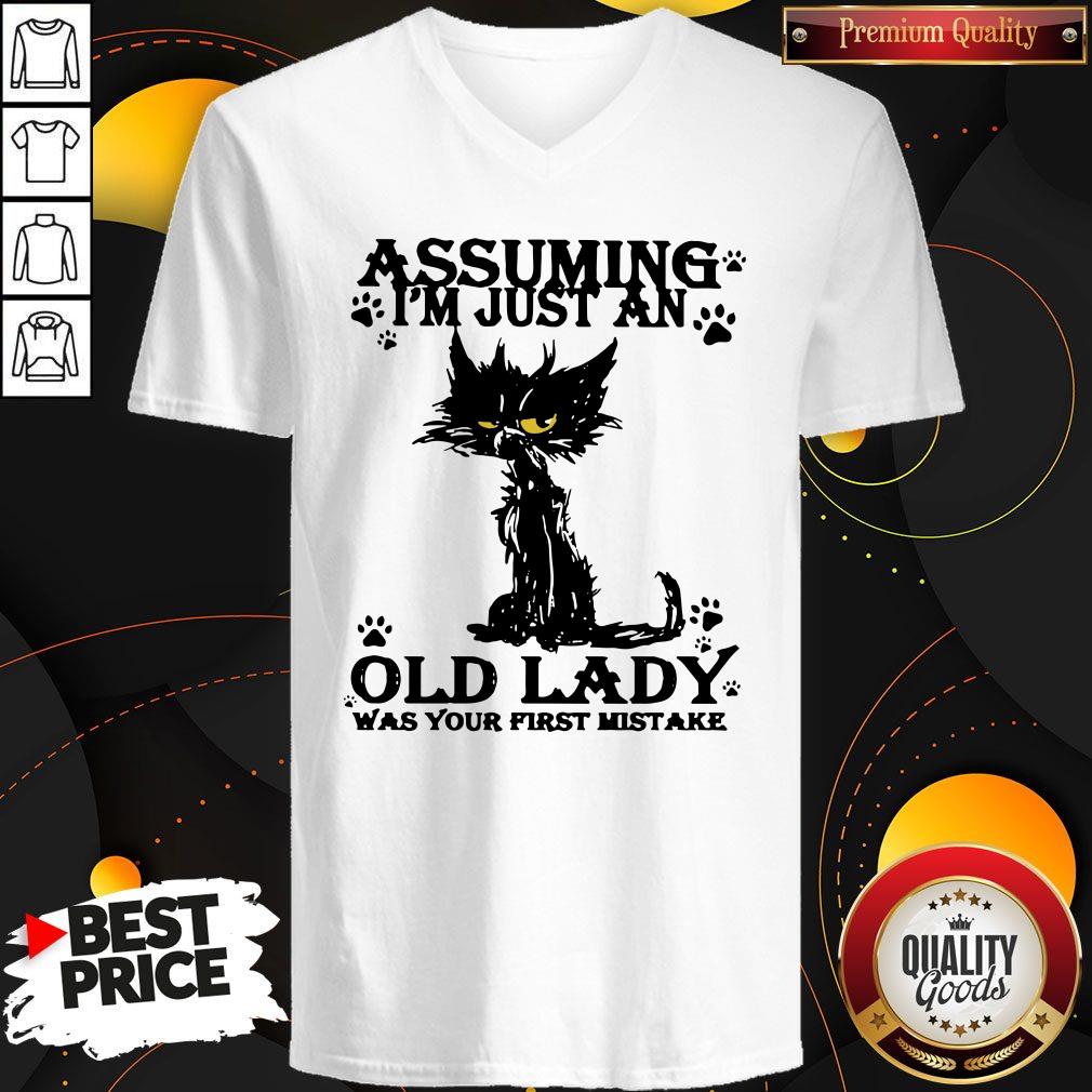 Original Black Cat Assuming I’m Just An Old Lady Was Your First Mistake Shirt - Image 3