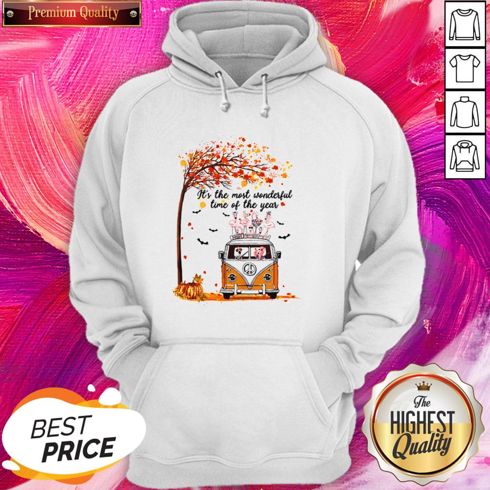 Pro Hippie Car Flamingoes Its The Most Wonderful Time Of The Year Halloween Autumn Shirt - Image 5