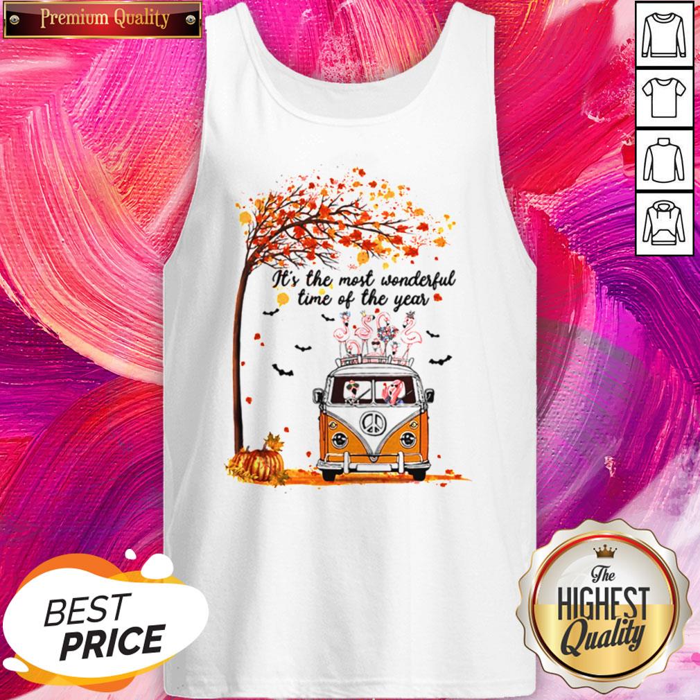 Pro Hippie Car Flamingoes Its The Most Wonderful Time Of The Year Halloween Autumn Shirt - Image 3