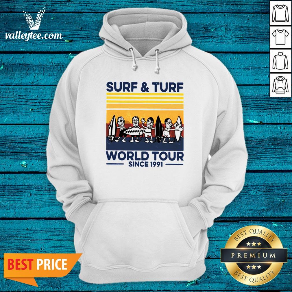 Surf And Turf World Tour Since 1991 Vintage Retro Shirt - Image 2