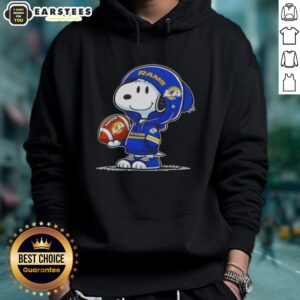 Alternative view of Cute Peanuts Snoopy Wearing Hoodie Los Angeles Rams And Smilling At Fans T-Shirt