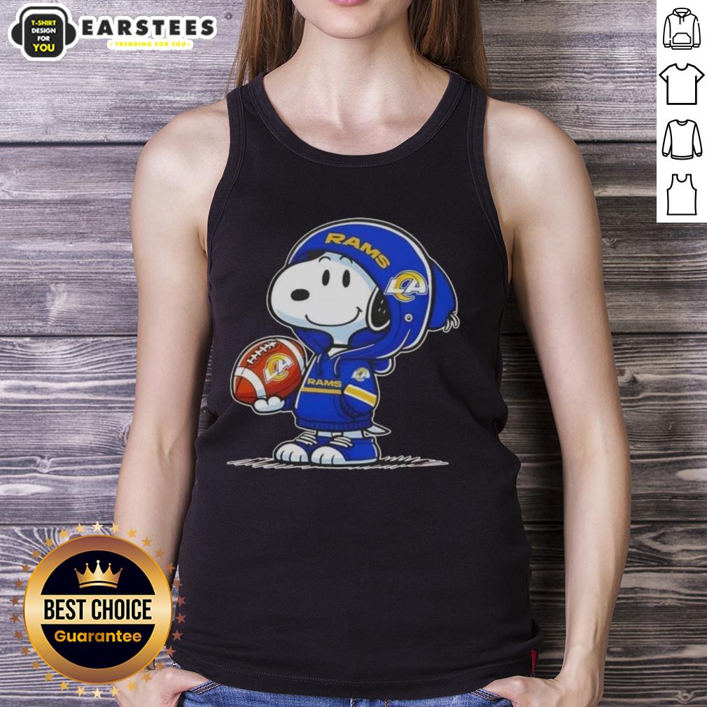 Cute Peanuts Snoopy Wearing Hoodie Los Angeles Rams And Smilling At Fans T-Shirt - Image 4