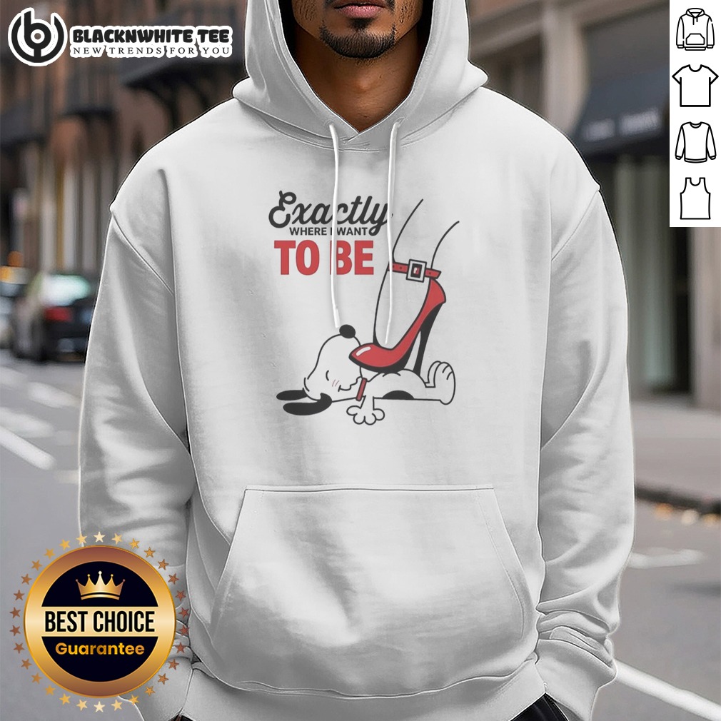 Pretty Cartoon Dog Red Heel Shoe Exactly To Be Where I Want To Be Shirt - Image 2