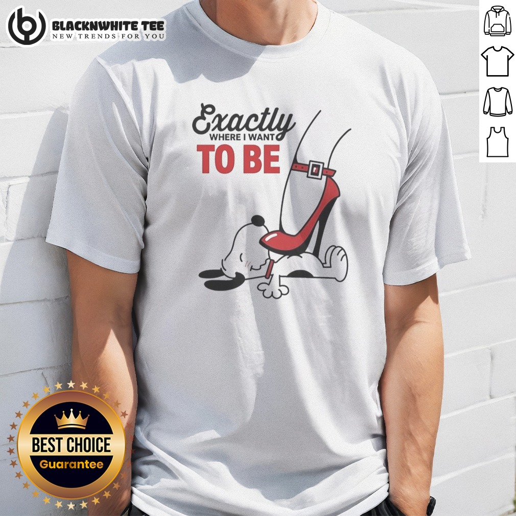 Pretty Cartoon Dog Red Heel Shoe Exactly To Be Where I Want To Be Shirt