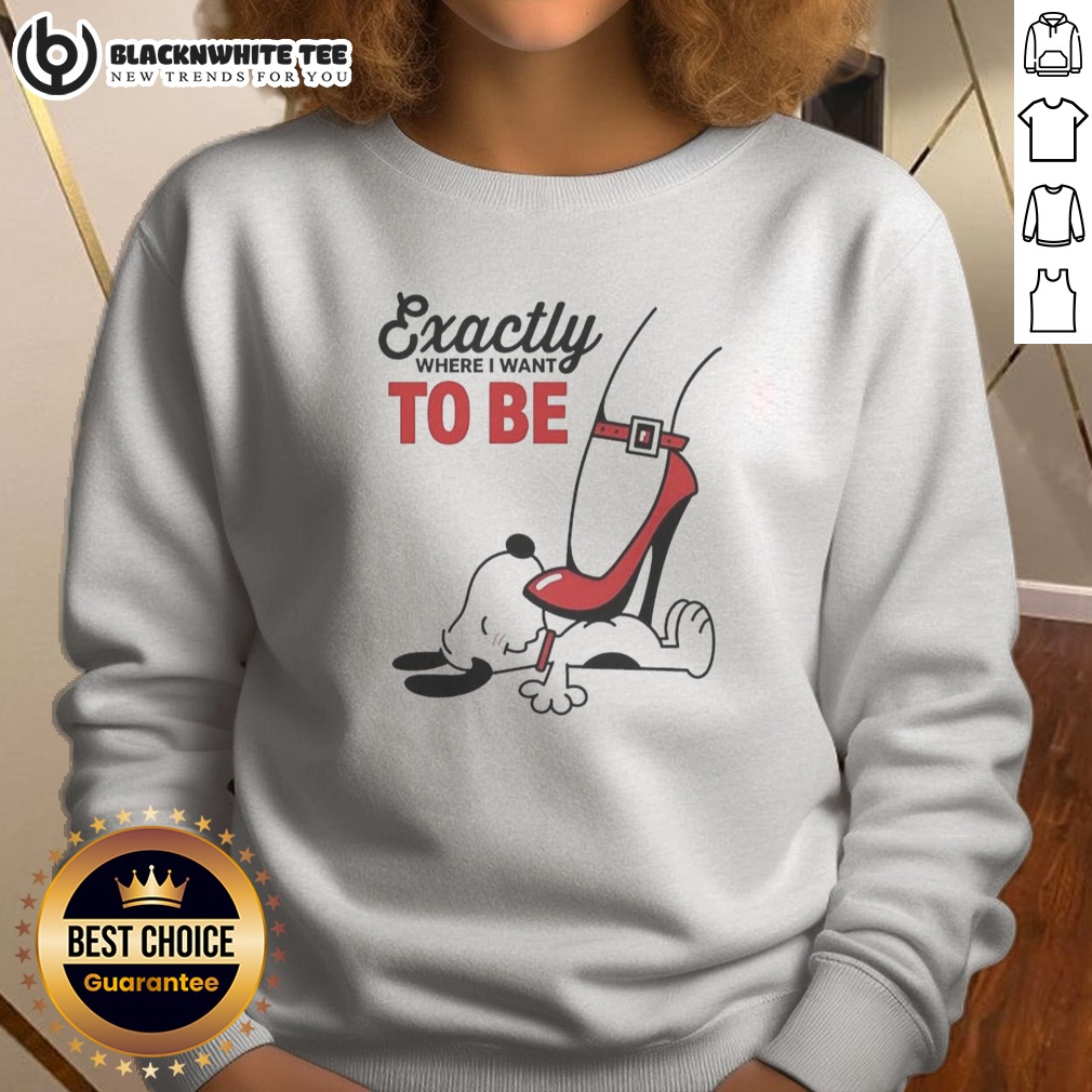 Pretty Cartoon Dog Red Heel Shoe Exactly To Be Where I Want To Be Shirt - Image 4