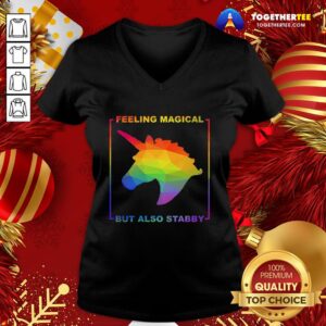 Alternative view of Official Unicorn Feeling Magical But Also Stabby Pride Shirt