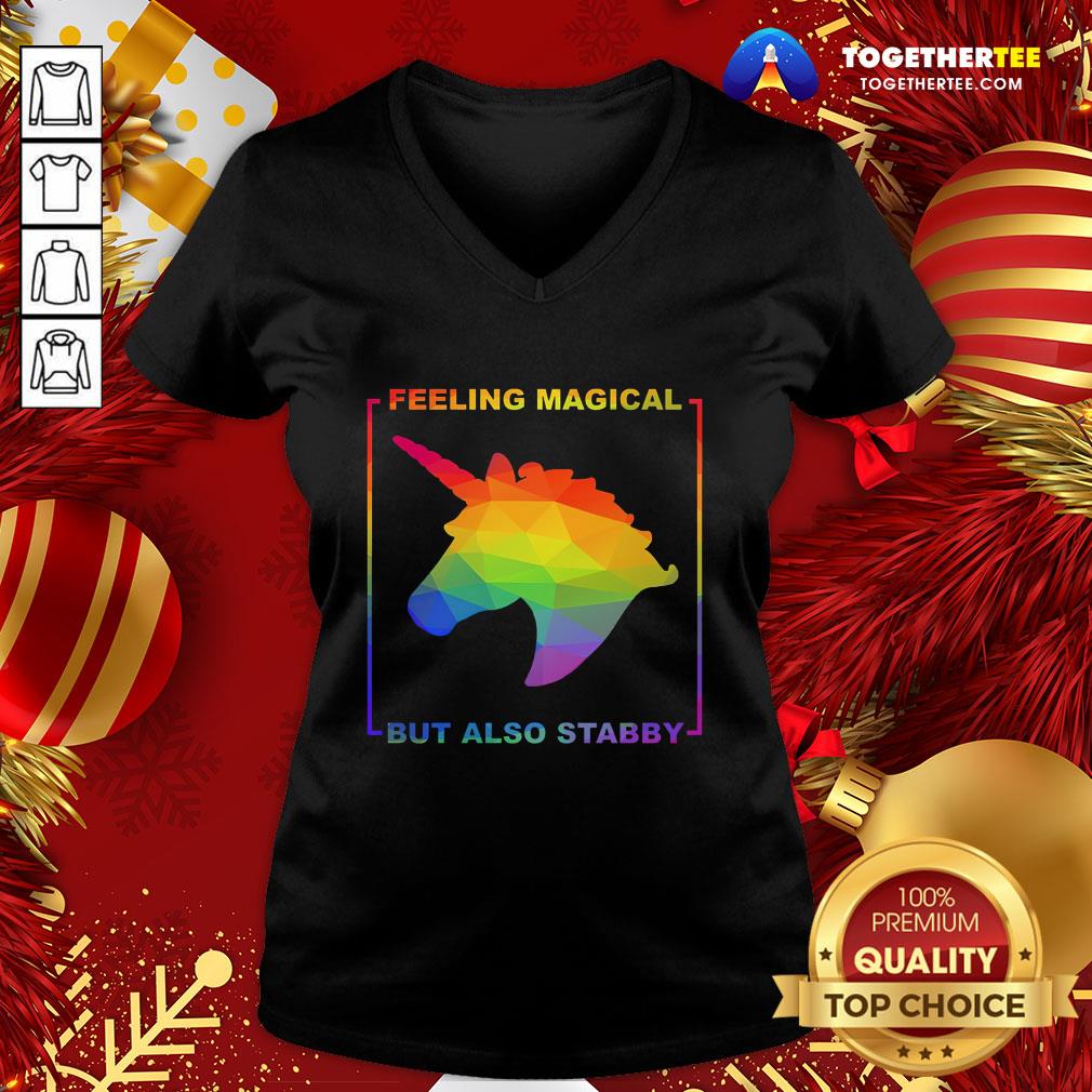 Official Unicorn Feeling Magical But Also Stabby Pride Shirt - Image 2