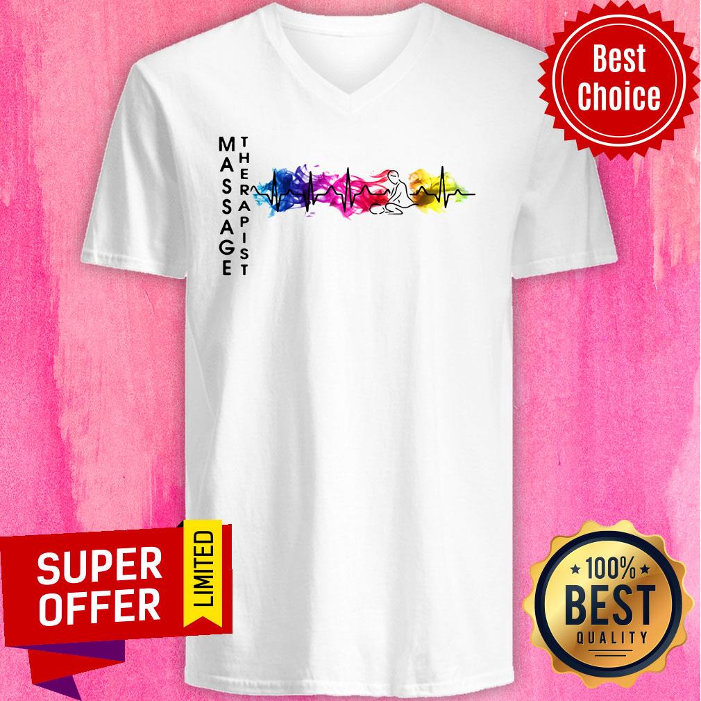 Awesome Massage Therapist Colorful Heartbeat Shirt - Image 4