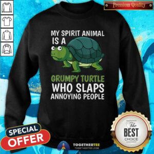Alternative view of Awesome My Spirit Animal Is Grumpy Turtle Cartoon Shirt
