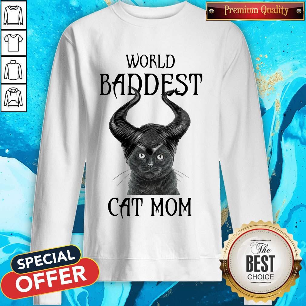 Maleficent Cat World Baddest Cat Mom Shirt - Image 5