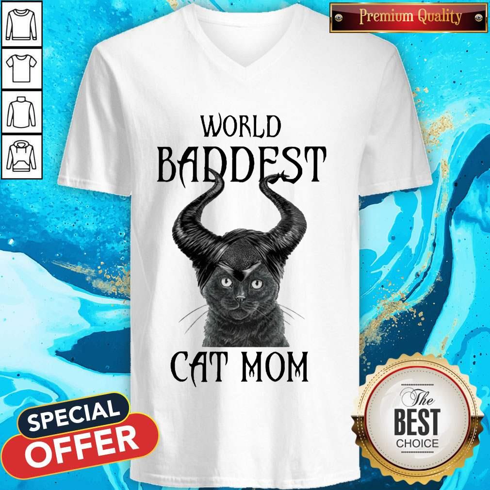 Maleficent Cat World Baddest Cat Mom Shirt - Image 3