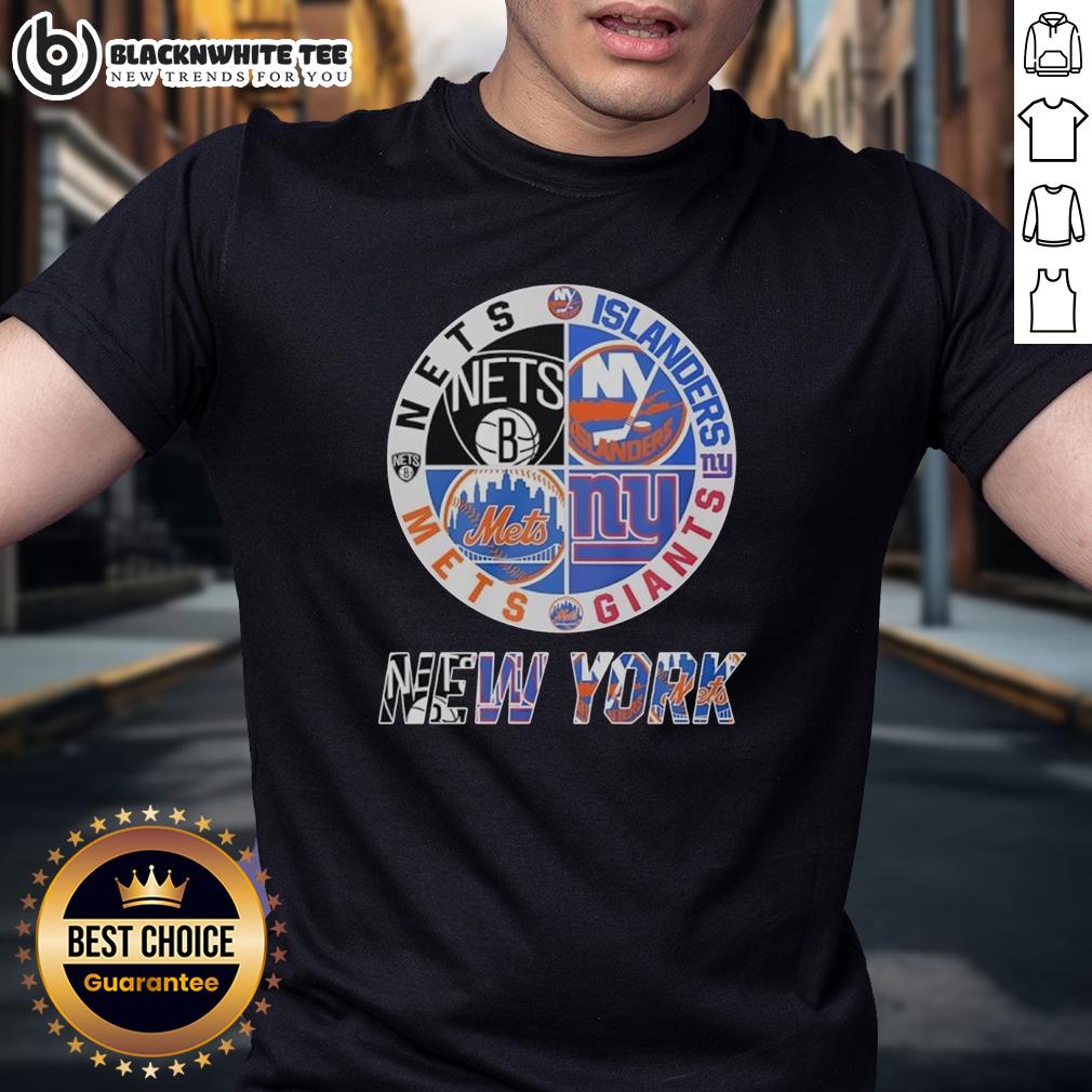 Official New York Nets New York Islanders New York Mets New York Giants Mashup Logo T-Shirt