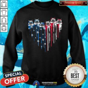 Alternative view of Truck Watercolor American Flag Heart Shirt
