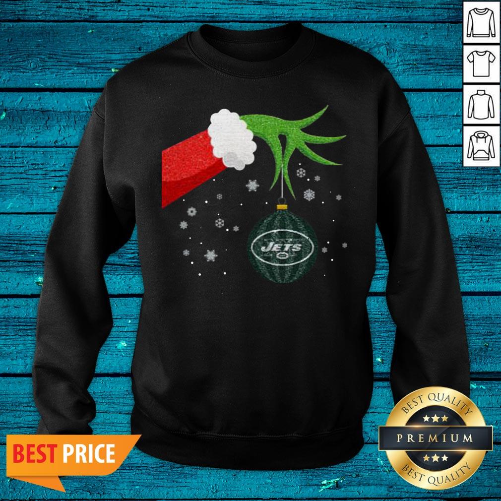 Hot The Grinch Christmas Ornament New York Jets Sweat Shirt - Image 2