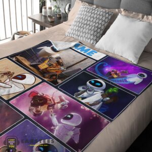 Alternative view of Good Disney Cartoon Wall-E and Eve Blanket Fleece Customized Blanket