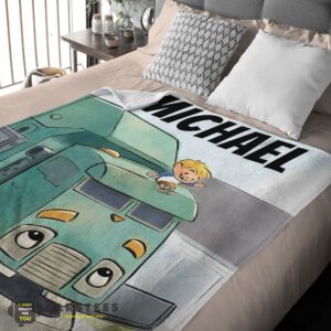 Alternative view of Good Cartoon Trash Truck Cute Blanket Fleece Customized Blanket