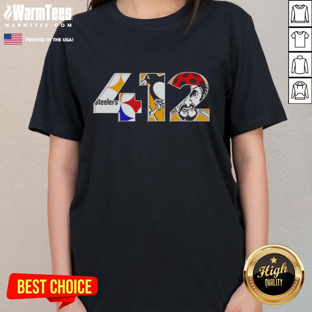 Good Pittsburgh Area Code 412 Sports Teams T-Shirt - Image 3