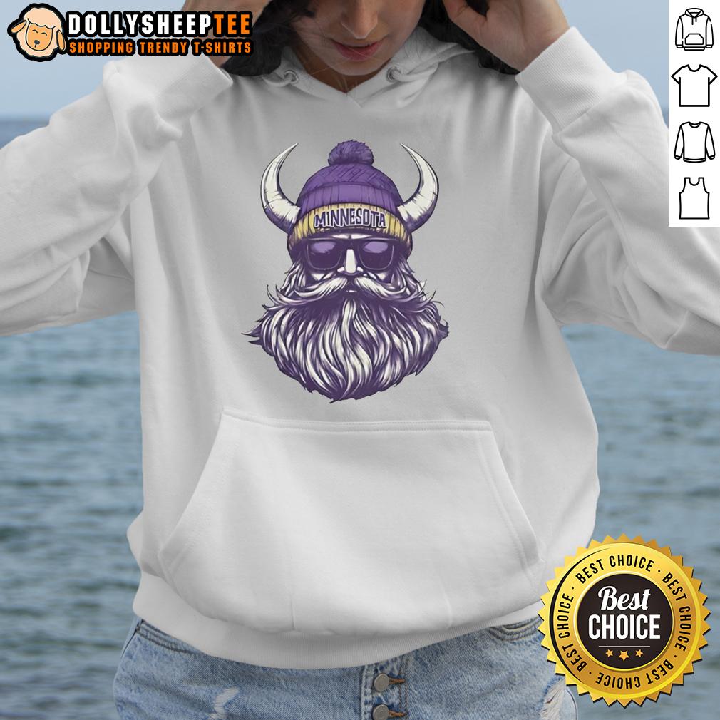 Original Minnesota Vikings Mascot Wearing A Beanie And Sunglasses T-Shirt - Image 2