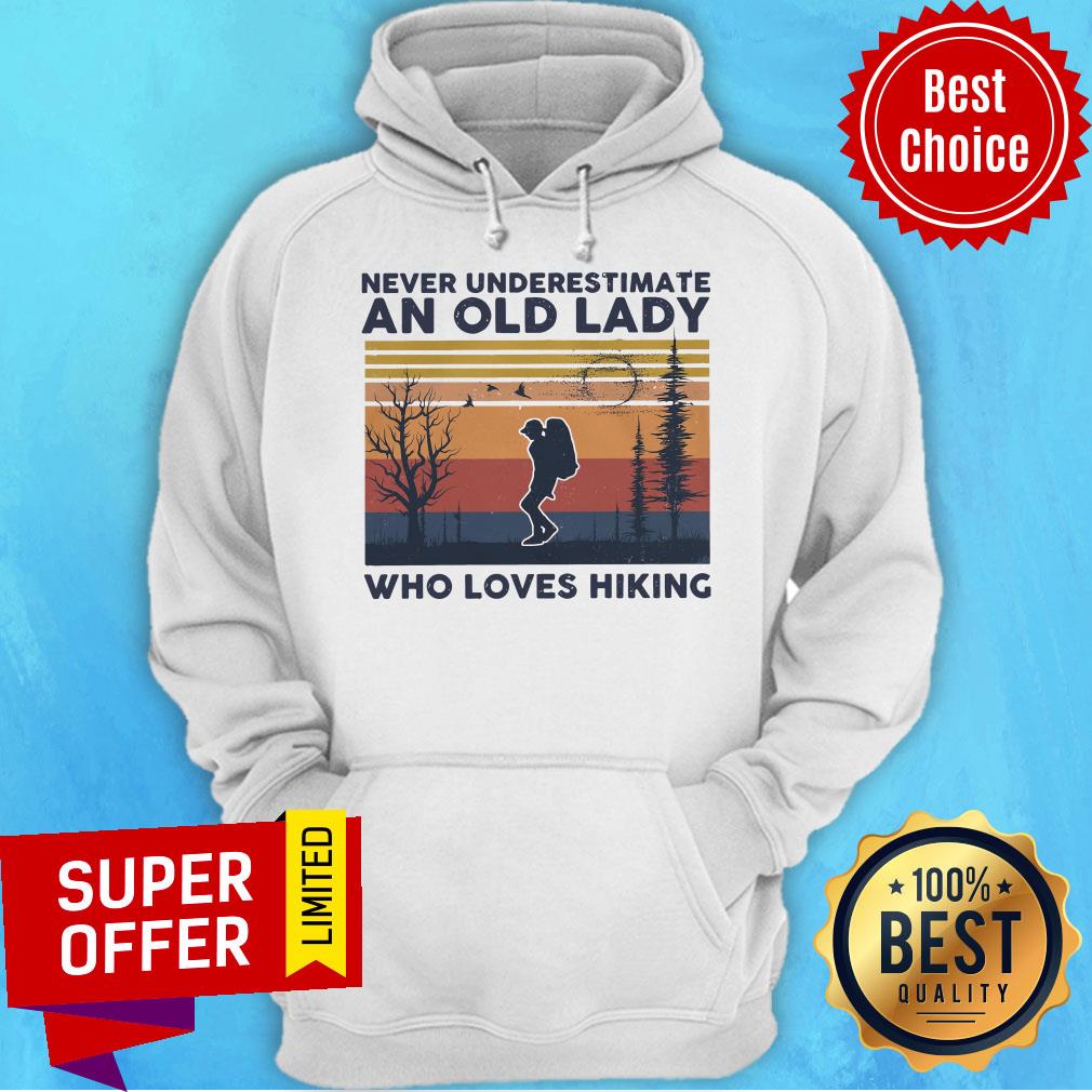 Never Underestimate An Old Lady Who Loves Hiking Vintage Shirt - Image 3