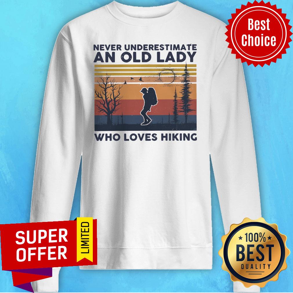 Never Underestimate An Old Lady Who Loves Hiking Vintage Shirt - Image 2