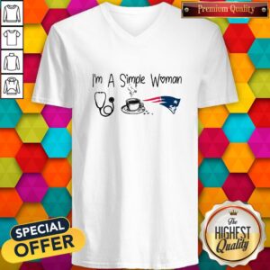 Alternative view of I’m A Simple Woman Nurse Coffee New England Patriots Shirt
