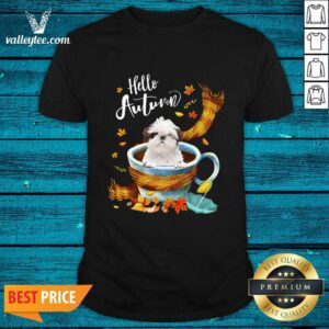 Hello Autumn White Shih Tzu Coffee Shirt