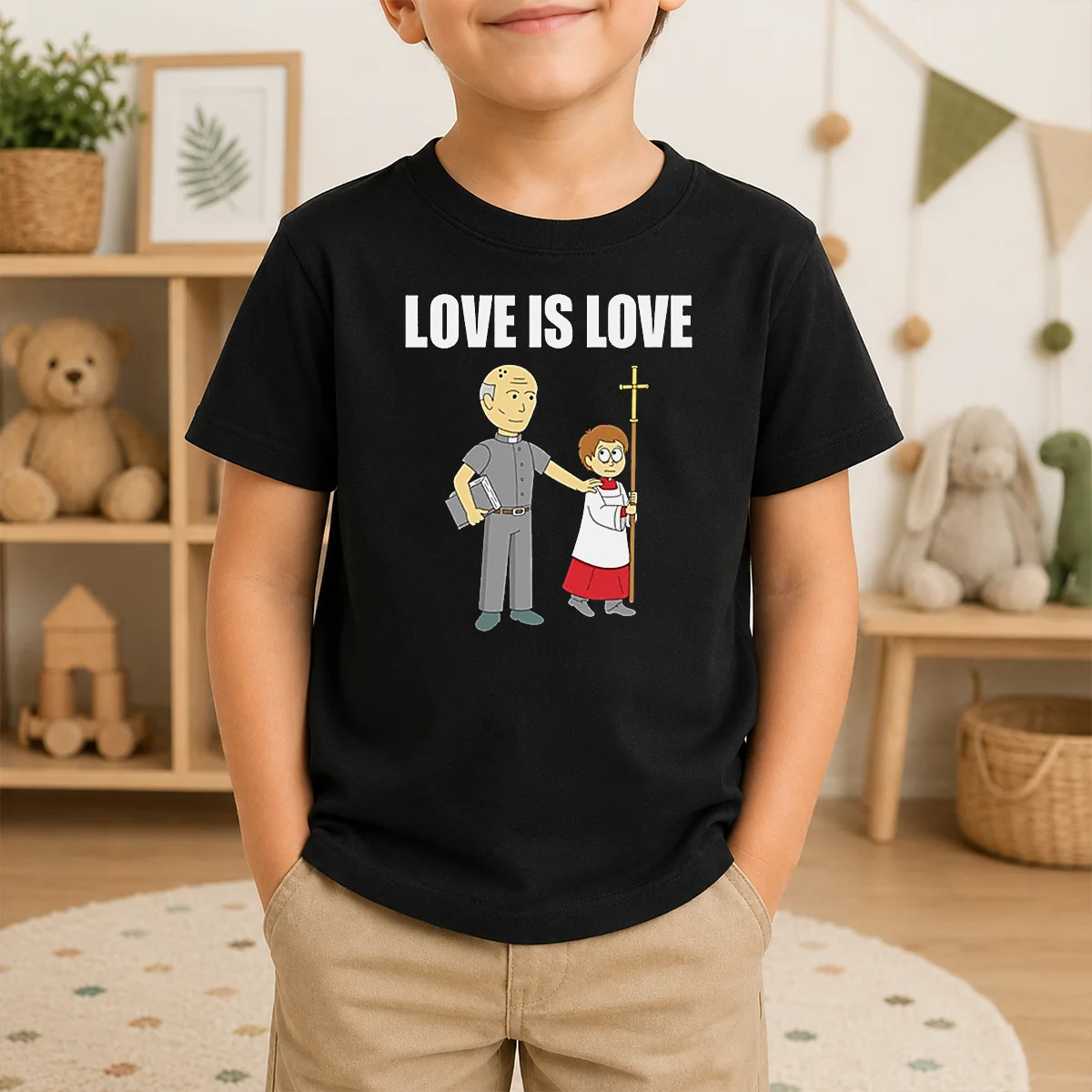 Official Love Is Love Priest And Altar Boy Satire Shirt - Image 9