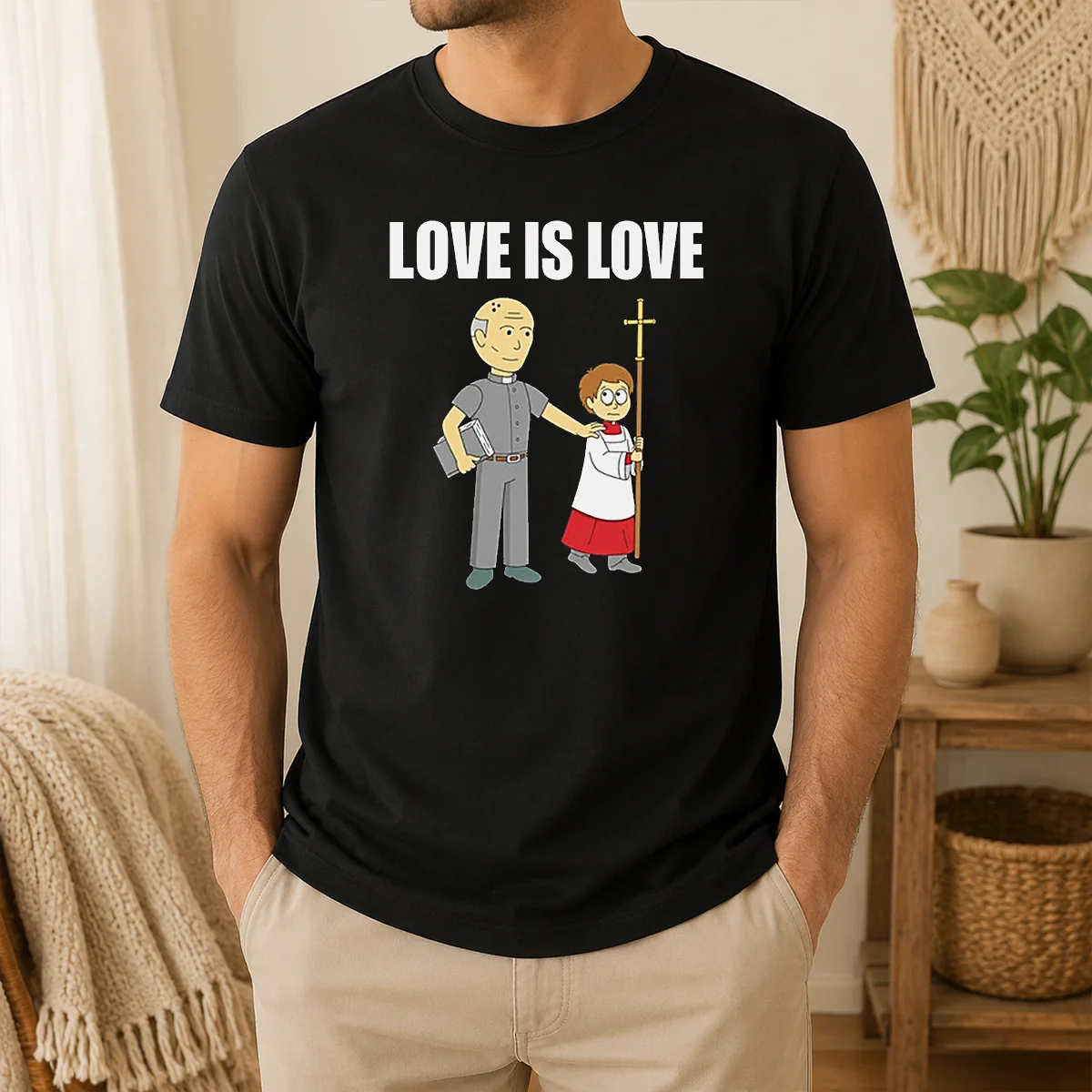 Official Love Is Love Priest And Altar Boy Satire Shirt
