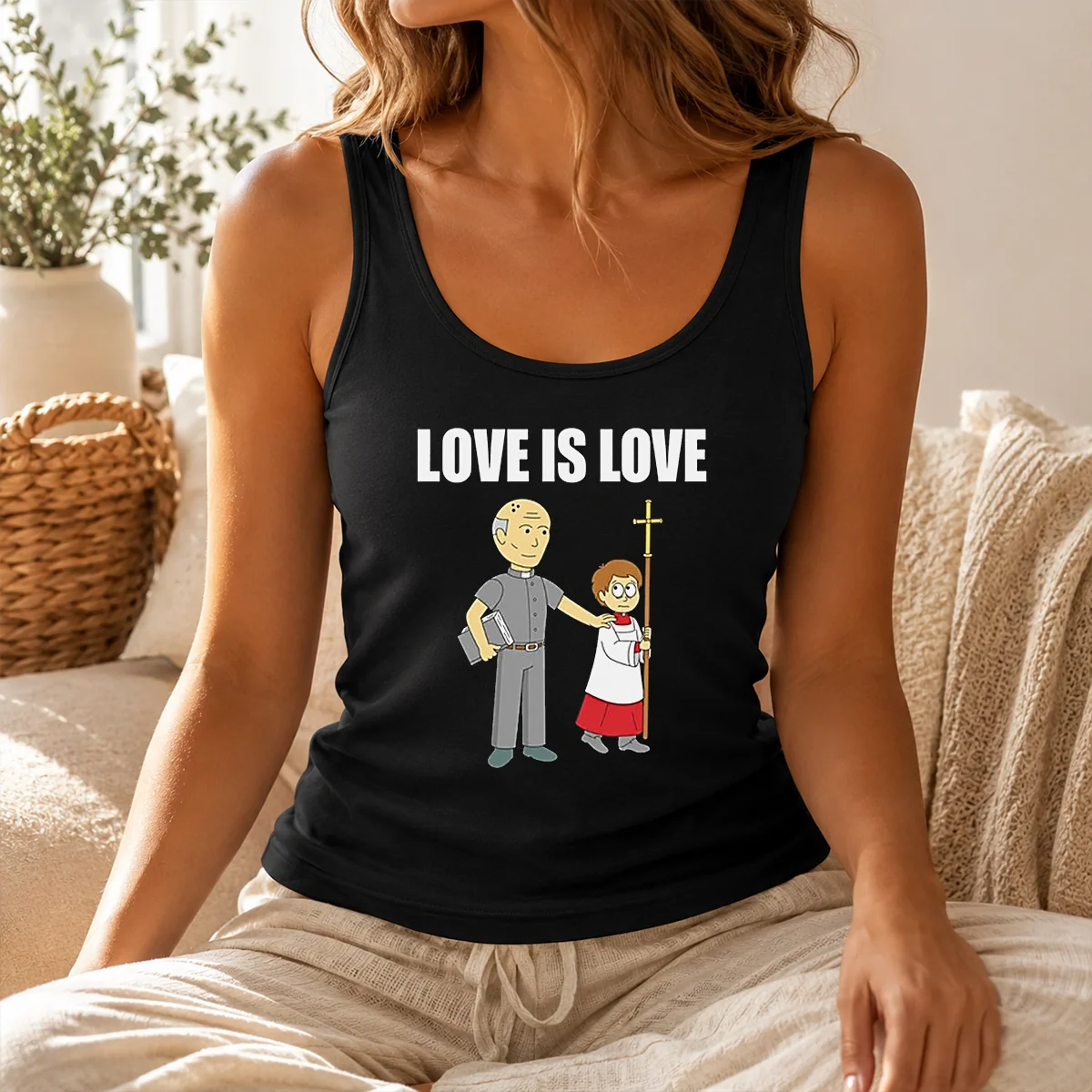 Official Love Is Love Priest And Altar Boy Satire Shirt - Image 3