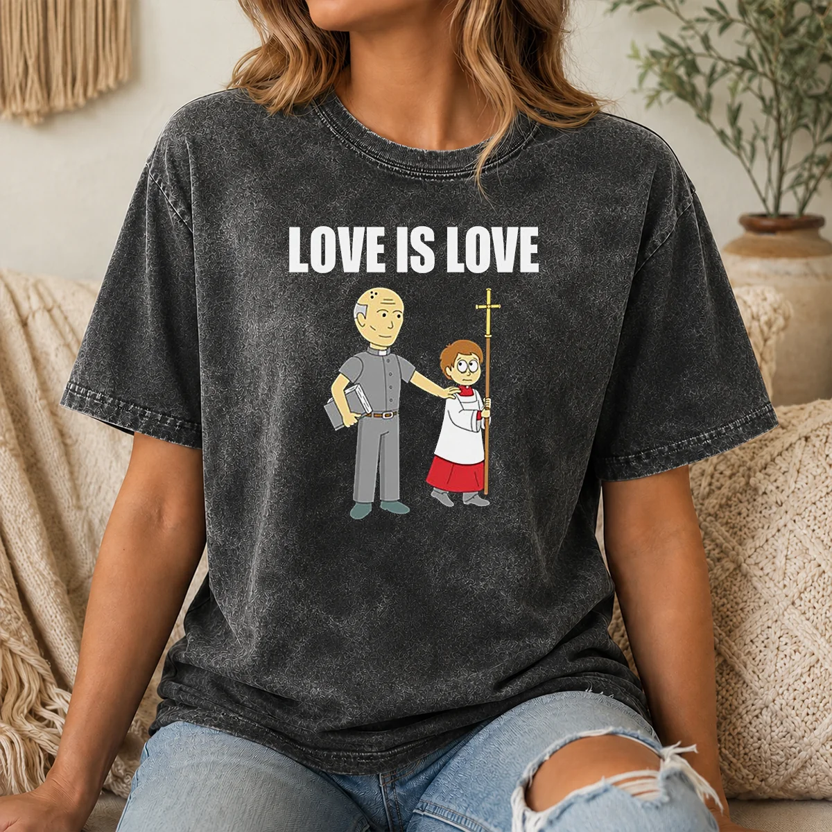 Official Love Is Love Priest And Altar Boy Satire Shirt - Image 8
