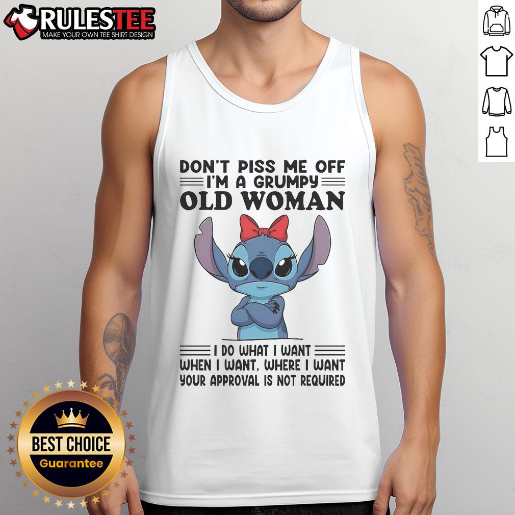 Top Stitch Don't Piss Me Off I'm A Grumpy Old Woman T-Shirt - Image 4