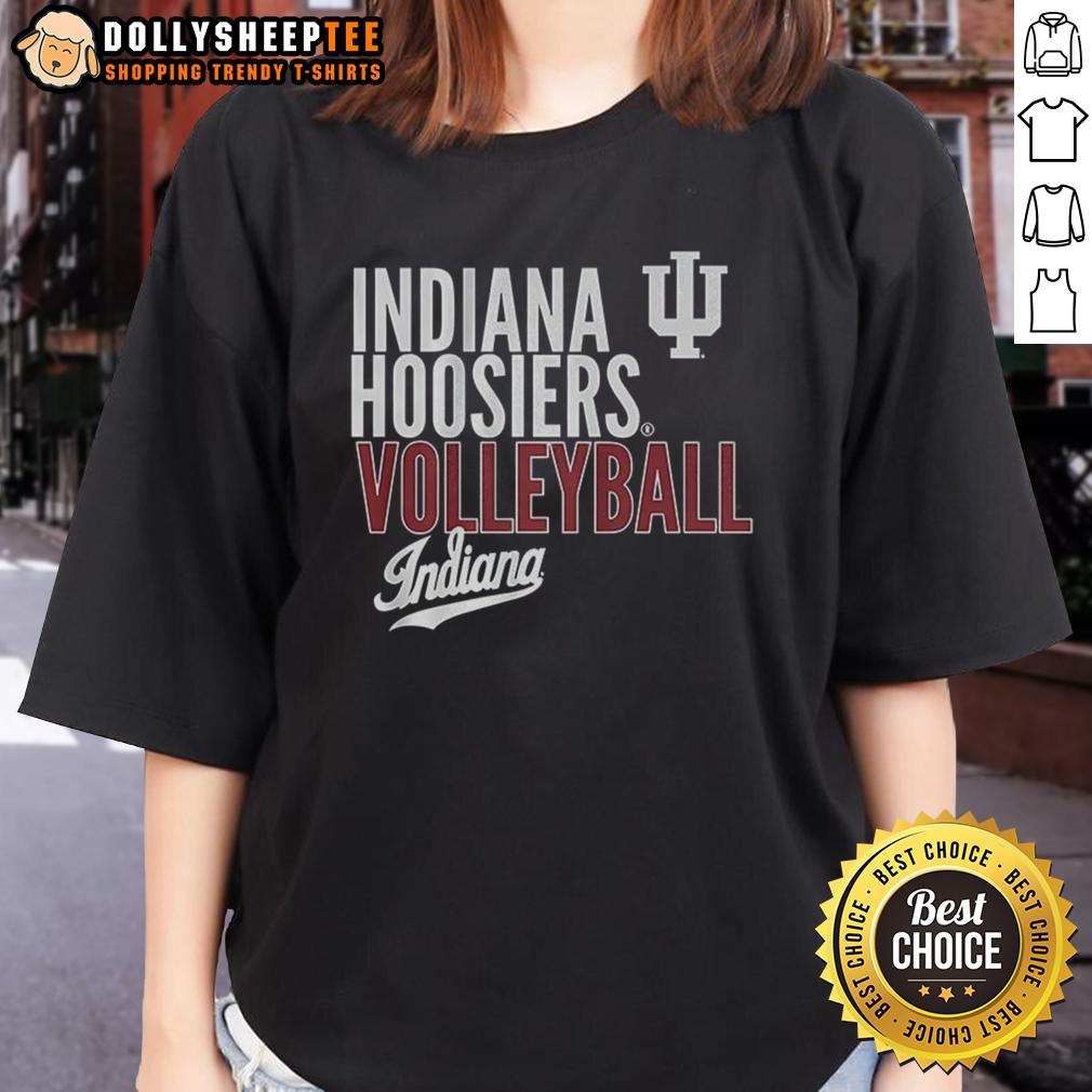 Good Indiana Huskers Volleyball NCAA Text Logo Overlay T-Shirt - Image 3
