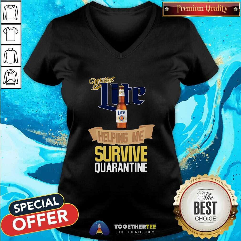 Funny Miller Lite Helping Me Survive Quarantine Shirt - Image 2