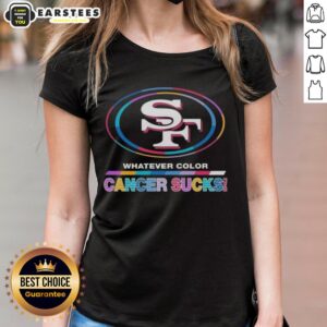 Alternative view of Awesome San Francisco 49ers Football Whatever Color Cancer Sucks Logo Colors T-Shirt