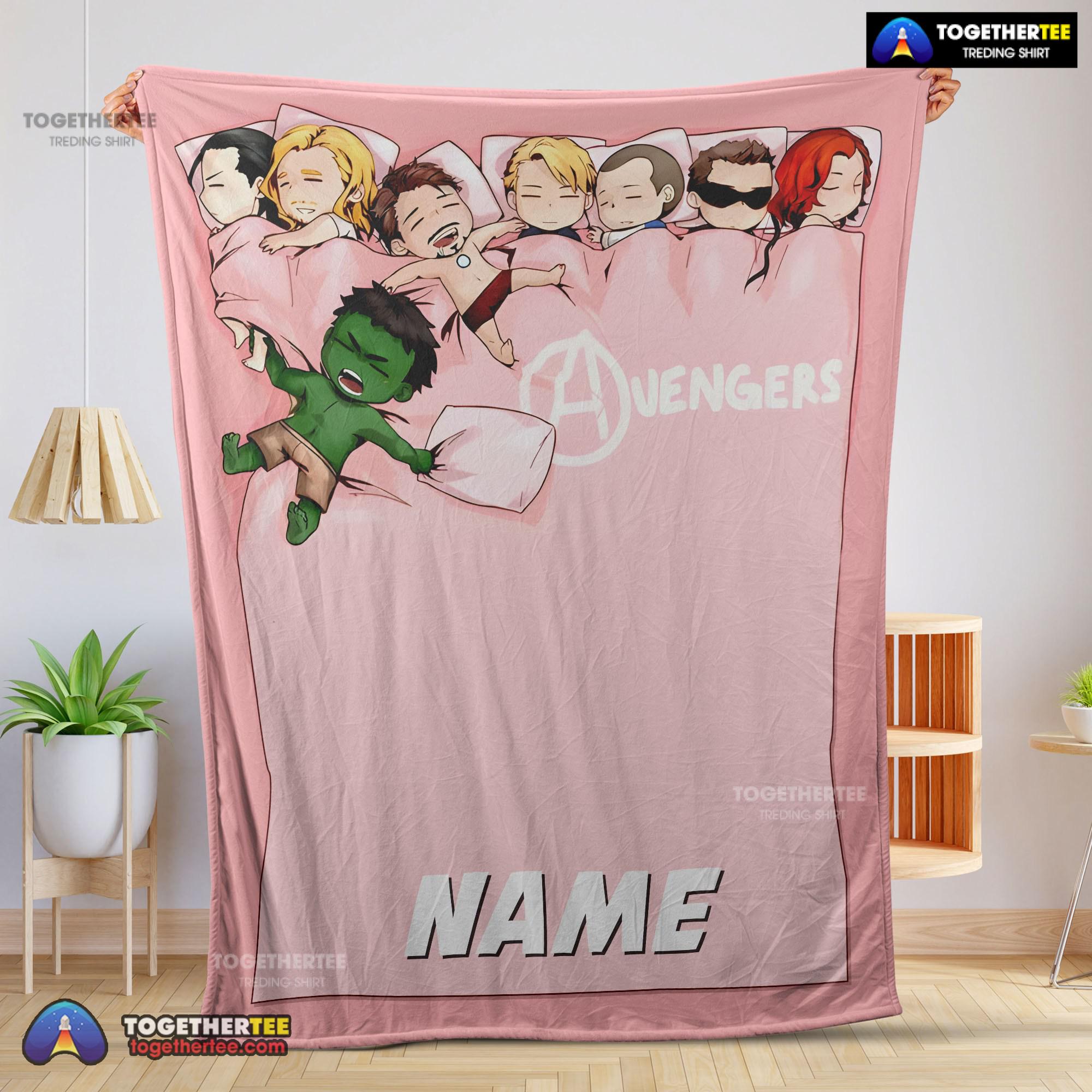 Official Cute Marvel Avengers Assemble Avengers Chibi Character Sleeping Blanket Fleece Customized Blanket
