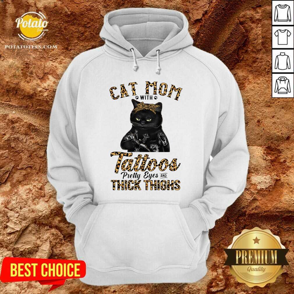Black Cat Mom With Tattoos Pretty Eyes Thick Thighs Shirt - Image 5