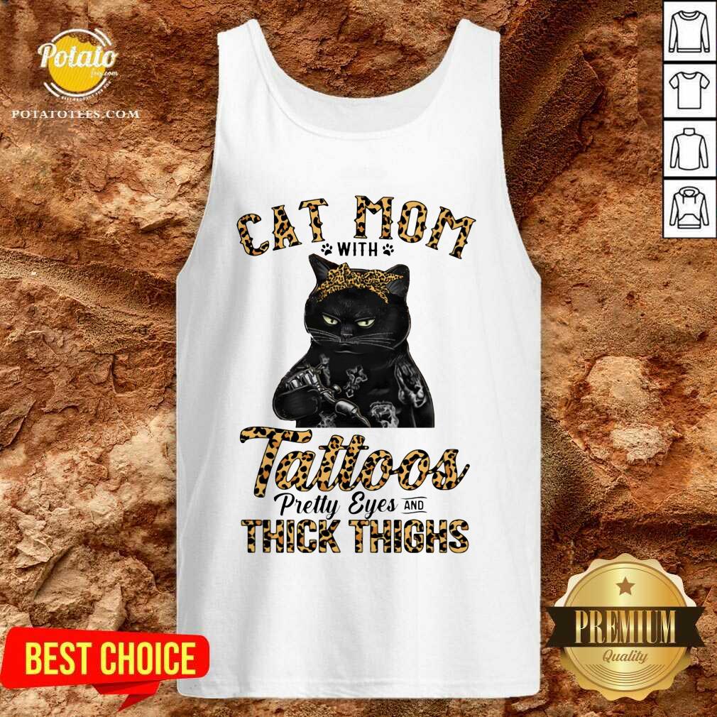 Black Cat Mom With Tattoos Pretty Eyes Thick Thighs Shirt - Image 3