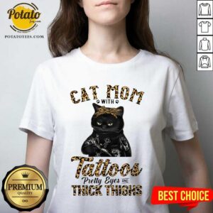 Alternative view of Black Cat Mom With Tattoos Pretty Eyes Thick Thighs Shirt